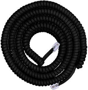 Coiled Telephone Cord, 4 Feet Coiled, 25 Feet Uncoiled, Phone Cord works with All Corded Landline Phones, For Use in Home or Office, Black, 76139 Coiled Telephone Cord, 4 Feet Coiled, 25 Feet Uncoiled, Phone Cord works with All Corded Landline Phones, For Use in Home or Office, Black, 76139