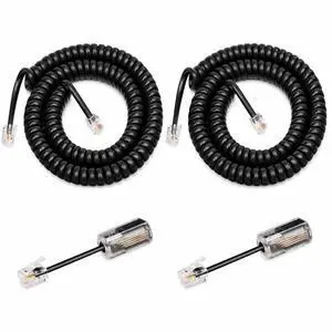 2 Pack Telephone Handset Cords with Detanglers, Black Phone Cords | 1.2Ft Coiled/10Ft Uncoiled Phone Cord for Landine, 360° Rotating Anti-Tangle Swivel, Work with Most RJ9 Phones, Home Office 2 Pack Telephone Handset Cords with Detanglers, Black Phone Cords | 1.2Ft Coiled/10Ft Uncoiled Phone Cord for Landine, 360° Rotating Anti-Tangle Swivel, Work with Most RJ9 Phones, Home Office