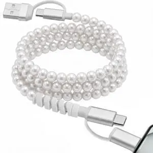 4-in-1 Beaded Charging Cable, MFi Certified, Works with CarPlay, 3.3FT 60W Fast Charger Cord for iPhone 17/16/15/14/13/12/11, iPad, Samsung, Android and More (Pure Pearl) 4-in-1 Beaded Charging Cable, MFi Certified, Works with CarPlay, 3.3FT 60W Fast Charger Cord for iPhone 17/16/15/14/13/12/11, iPad, Samsung, Android and More (Pure Pearl)