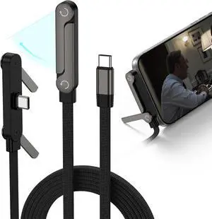 2 in 1 240W USB C to USB C Fast Charging Cable with Foldable Phone Holder | 4.9 FT with 360° Adjustable Metal Stand, 2 in 1 Holder Charger for Gaming, Office, Home.. 2 in 1 240W USB C to USB C Fast Charging Cable with Foldable Phone Holder | 4.9 FT with 360° Adjustable Metal Stand, 2 in 1 Holder Charger for Gaming, Office, Home..