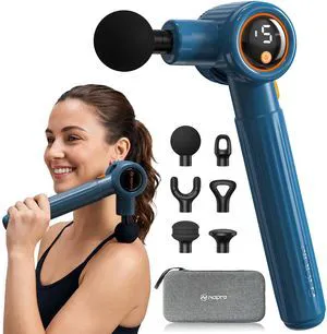 Massage Gun with Extension Handle and 3 Adjustable Angles,Deep Tissue Back Massage for Neck/Shoulders/Waist/Legs/Body Pain Relief,Handheld Percussion Muscle Massager with Portable Case,Blue Massage Gun with Extension Handle and 3 Adjustable Angles,Deep Tissue Back Massage for Neck/Shoulders/Waist/Legs/Body Pain Relief,Handheld Percussion Muscle Massager with Portable Case,Blue
