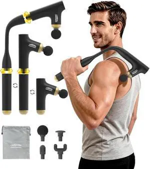 WE ALWAYS CARE 3-in-1 Muscle Massager Gun Deep Tissue with Long Handle, Handheld Percussion Back Massager for Pain Relief, Shoulder, Arm, Thigh, Waist, Neck WE ALWAYS CARE 3-in-1 Muscle Massager Gun Deep Tissue with Long Handle, Handheld Percussion Back Massager for Pain Relief, Shoulder, Arm, Thigh, Waist, Neck
