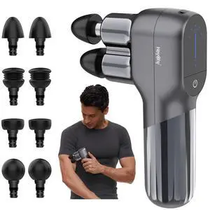 F5 Dual-Head Massage Gun, 9mm Deep Tissue, 5 Speeds, 4 Heads | Deep Tissue Percussion Massager for Pain Relief, Portable Handheld Muscle Recovery Gun for Athletes, Travel F5 Dual-Head Massage Gun, 9mm Deep Tissue, 5 Speeds, 4 Heads | Deep Tissue Percussion Massager for Pain Relief, Portable Handheld Muscle Recovery Gun for Athletes, Travel