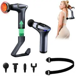 Massage Gun with Heat & Extension Handle, 12 Speeds, Detachable Design | Massage Gun with Warming Function, Adjustable 12 Speeds, Detachable Extension Handle, Portable Design for Home, Gym & Travel Massage Gun with Heat & Extension Handle, 12 Speeds, Detachable Design | Massage Gun with Warming Function, Adjustable 12 Speeds, Detachable Extension Handle, Portable Design for Home, Gym & Travel