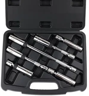 6pcs 3/8" Drive Magnetic Swivel Spark Plug Socket Set | Include 9/16, 5/8, 14mm, 16mm Cr-V Steel Socket with 4, 6 and 10 Extensions 6pcs 3/8" Drive Magnetic Swivel Spark Plug Socket Set | Include 9/16, 5/8, 14mm, 16mm Cr-V Steel Socket with 4, 6 and 10 Extensions