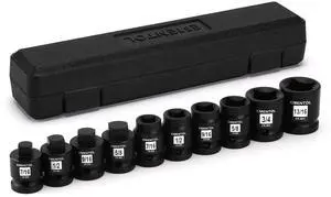 10PCS 1/2" Dr. Pipe Plug Socket Set, SAE, CR-MO, Tapered Male Square Drive - 7/16 Inch to 9/16 Inch, Chamfered Female Square Drive - 7/16 Inch to 13/16 Inch 10PCS 1/2" Dr. Pipe Plug Socket Set, SAE, CR-MO, Tapered Male Square Drive - 7/16 Inch to 9/16 Inch, Chamfered Female Square Drive - 7/16 Inch to 13/16 Inch