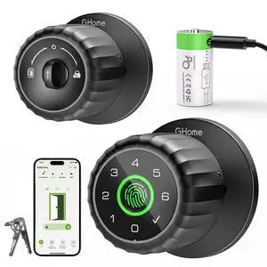 Fingerprint Door Lock, 4-in-1 Smart Lock with Removable Battery | Smart Fingerprint Door Knob with Keypad, App Control, Black Biometric Door Knob with Lock, Auto Lock for Bedroom, Home Office Fingerprint Door Lock, 4-in-1 Smart Lock with Removable Battery | Smart Fingerprint Door Knob with Keypad, App Control, Black Biometric Door Knob with Lock, Auto Lock for Bedroom, Home Office