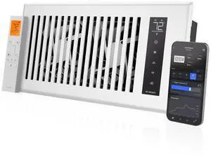 AIRTAP T4, White Register Booster Fan for 4x10 Openings | Automatic Open/Close Vents, Wireless LCD Temperature Controller, WiFi App, Quiet 10-Speeds, Smart Home AIRTAP T4, White Register Booster Fan for 4x10 Openings | Automatic Open/Close Vents, Wireless LCD Temperature Controller, WiFi App, Quiet 10-Speeds, Smart Home