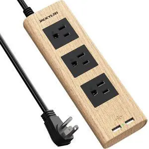 Power Strip 10Ft, Surge Protector with 3 Outlets and 2 USB Ports | Flat Plug Extension Cord 10 Feet, Desktop Charging Stations for Home Office Dorm Room, Light Wood Grain Power Strip 10Ft, Surge Protector with 3 Outlets and 2 USB Ports | Flat Plug Extension Cord 10 Feet, Desktop Charging Stations for Home Office Dorm Room, Light Wood Grain