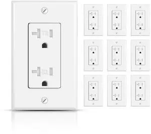 10Pack Decorator Receptacle Outlet, 20A Tamper-Resistant Electrical Wall Socket, Residential Grade, Self-Grounding, 2-Pole 3-Wire, Wall Plate Included, UL Listed, White 10Pack Decorator Receptacle Outlet, 20A Tamper-Resistant Electrical Wall Socket, Residential Grade, Self-Grounding, 2-Pole 3-Wire, Wall Plate Included, UL Listed, White