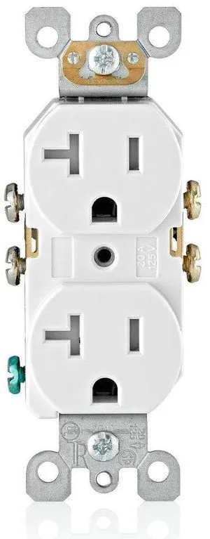 20 Amp Tamper-Resistant Duplex Outlet, T5820-W, White 20 Amp Tamper-Resistant Duplex Outlet, T5820-W, White
