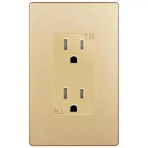 Decorator Outlet Gold, 15A Standard Electrical Wall Receptacle | with Screwless Wall Plate, Tamper Resistant, UL Listed, Self-Grounding, 5-15R, Elite Series Residential Grade for Home 1 Pack Decorator Outlet Gold, 15A Standard Electrical Wall Receptacle | with Screwless Wall Plate, Tamper Resistant, UL Listed, Self-Grounding, 5-15R, Elite Series Residential Grade for Home 1 Pack