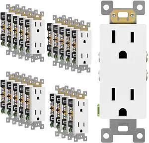 20 Pack Decorator Wall Outlet, 15A Standard Electrical Receptacle | Self-Grounding, UL Listed, 5-15R, 125V, Non-Tamper Resistant Residential Outlets for Home, Kitchen, Bathroom, Glossy White 20 Pack Decorator Wall Outlet, 15A Standard Electrical Receptacle | Self-Grounding, UL Listed, 5-15R, 125V, Non-Tamper Resistant Residential Outlets for Home, Kitchen, Bathroom, Glossy White