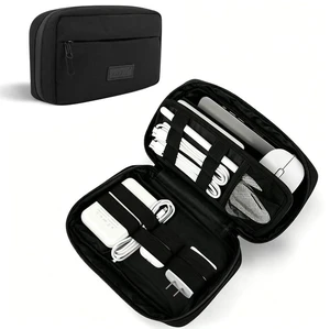 Travel Cable Organizer Bag, Medium Tech Pouch for Electronics, Black | Two Zippers & Multiple Storage Pockets, Water-Repellent Oxford, All-in-One Tech Bag for Electronic & Travel Accessories Travel Cable Organizer Bag, Medium Tech Pouch for Electronics, Black | Two Zippers & Multiple Storage Pockets, Water-Repellent Oxford, All-in-One Tech Bag for Electronic & Travel Accessories