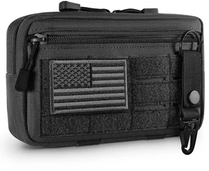 Tactical Molle Admin Pouch Utility Laser Cut EDC Tool Pouch Bag Horizontal Modular Pouches Include US Flag Patch and Keychain (Black) Tactical Molle Admin Pouch Utility Laser Cut EDC Tool Pouch Bag Horizontal Modular Pouches Include US Flag Patch and Keychain (Black)