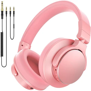 Wireless Over Ear Headphones, 1/4" to 3.5mm Jack for DJ, Mixing, Recording | 50mm Drivers, 100H Playtime, Bluetooth 5.4, Hi-Fi Sound, Self-Monitoring, 90° Swivel Ear Cups, Pink Wireless Over Ear Headphones, 1/4" to 3.5mm Jack for DJ, Mixing, Recording | 50mm Drivers, 100H Playtime, Bluetooth 5.4, Hi-Fi Sound, Self-Monitoring, 90° Swivel Ear Cups, Pink
