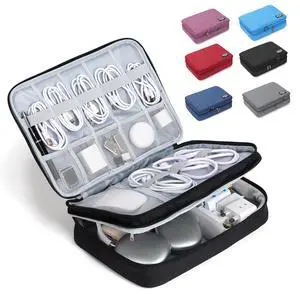 Electronic Organizer Travel Case, Double Layer Cable Organizer Bag | Travel Tech Organizer with Handle, Stores Cables, Chargers, Power Bank, Hard Drive & More, Great Gift Electronic Organizer Travel Case, Double Layer Cable Organizer Bag | Travel Tech Organizer with Handle, Stores Cables, Chargers, Power Bank, Hard Drive & More, Great Gift