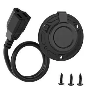 RV Shore Power Inlet Charger Plug 15 Amp AC Port Plug 125 Volt Power Inlet Socket and Waterproof RV Electrical Outlet Receptacle Box Integrated Outdoor Extension Cord for Trailer Plug. RV Shore Power Inlet Charger Plug 15 Amp AC Port Plug 125 Volt Power Inlet Socket and Waterproof RV Electrical Outlet Receptacle Box Integrated Outdoor Extension Cord for Trailer Plug.