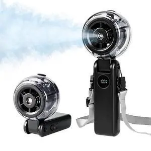 Portable Handheld Fan with Mist, Foldable Long-lasting Rechargeable Personal Desk Fan, 1-100 Variable Speeds Small Cooling Spray Fan with Lanyard, Wearable Neck Fan for Travel, Office, Black Portable Handheld Fan with Mist, Foldable Long-lasting Rechargeable Personal Desk Fan, 1-100 Variable Speeds Small Cooling Spray Fan with Lanyard, Wearable Neck Fan for Travel, Office, Black