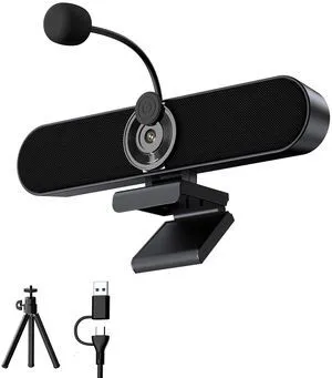 2K Webcam Computer Speaker with Microphone, Privacy Shutter, Clip-On | USB Computer Camera Speaker for Desktop PC w/90° FOV, Detachable Mic, Adjustable Tripod, USB A-to-C for Zoom, Teams, Meet 2K Webcam Computer Speaker with Microphone, Privacy Shutter, Clip-On | USB Computer Camera Speaker for Desktop PC w/90° FOV, Detachable Mic, Adjustable Tripod, USB A-to-C for Zoom, Teams, Meet