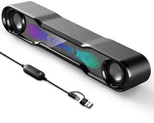 Computer Speakers for Desktop PC, Bluetooth Soundbar with Deep Bass, 3-Mode RGB Lighting, USB-C/USB Plug-and-Play for Gaming, Home Office & Movies, Gamers and Remote Workers Computer Speakers for Desktop PC, Bluetooth Soundbar with Deep Bass, 3-Mode RGB Lighting, USB-C/USB Plug-and-Play for Gaming, Home Office & Movies, Gamers and Remote Workers