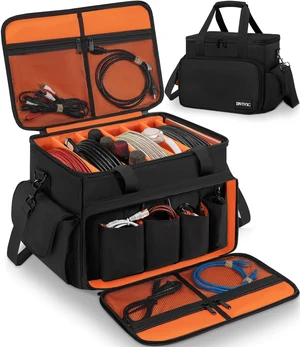 DJ Cable File Bag with 6 Detachable Dividers High Capacity Gig Cable Bag | DJ Cable Organizer Case for Cords, DJ Gear, Sound Instrument and Accessories DJ Cable File Bag with 6 Detachable Dividers High Capacity Gig Cable Bag | DJ Cable Organizer Case for Cords, DJ Gear, Sound Instrument and Accessories
