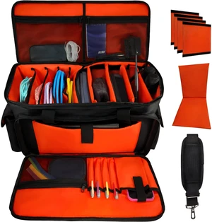 DJ Cable File Gig Bag with Detachable Dividers | 1680D Fabric | For DJ Gear, Sound Equipment & Accessories | Padded Storage for Mics, Lighting, Camera, Pedals, Cords DJ Cable File Gig Bag with Detachable Dividers | 1680D Fabric | For DJ Gear, Sound Equipment & Accessories | Padded Storage for Mics, Lighting, Camera, Pedals, Cords