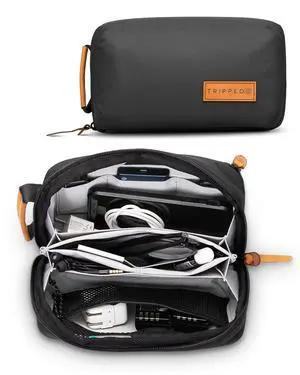 Travel Gear Tech Organizer Pouch for Cables and Accessories | Compact Electronics Organizer with SD Card Storage, Mesh Pockets for Cables, Cords, Chargers, Leather Accents and YKK Zippers Travel Gear Tech Organizer Pouch for Cables and Accessories | Compact Electronics Organizer with SD Card Storage, Mesh Pockets for Cables, Cords, Chargers, Leather Accents and YKK Zippers