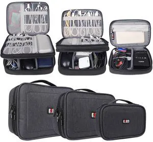 3pcs Double Layer Electronic Organizer, Travel Gadgets Bag for Cables, External Flash Drive, Mouse, Memory Card, Power Bank and More, Compact and Multi-purpose, Black 3pcs Double Layer Electronic Organizer, Travel Gadgets Bag for Cables, External Flash Drive, Mouse, Memory Card, Power Bank and More, Compact and Multi-purpose, Black