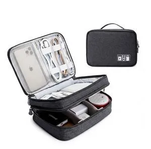 Travel Cable Organizer Bag, Electronic Accessories Case Portable Double Layer Cable Storage Bag for Cord, Charger, Flash Drive, Phone, SD Card,Personal Items - (Black) Travel Cable Organizer Bag, Electronic Accessories Case Portable Double Layer Cable Storage Bag for Cord, Charger, Flash Drive, Phone, SD Card,Personal Items - (Black)