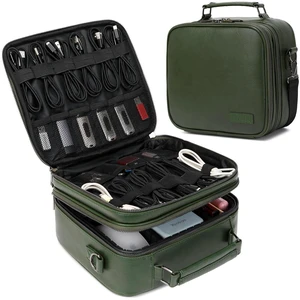 Electronics Travel Organizer, Large Electronic Accessories Cable Case with Adjustable Dividers, Waterproof Tech Storage Bag Gifts with Double Layers for Cord, Charger, Power Bank - Olive Green Electronics Travel Organizer, Large Electronic Accessories Cable Case with Adjustable Dividers, Waterproof Tech Storage Bag Gifts with Double Layers for Cord, Charger, Power Bank - Olive Green