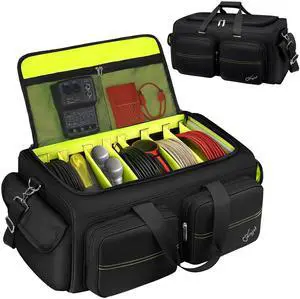 DJ Bag, Large DJ Cable Bag with Detachable Dividers & Bottom Pad | Gig Bag for Musicians with 6 Pockets for Extension Cords, Mics, Cable Organizer Bag with Shoulder Strap, DJ Accessories DJ Bag, Large DJ Cable Bag with Detachable Dividers & Bottom Pad | Gig Bag for Musicians with 6 Pockets for Extension Cords, Mics, Cable Organizer Bag with Shoulder Strap, DJ Accessories