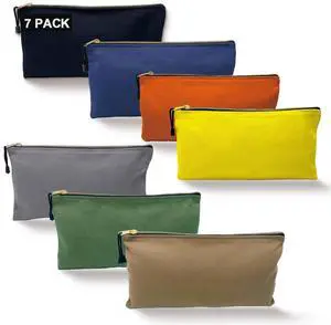 Heavy Duty Canvas Tool Bag Organizer, 7 Pack Assorted Colors 12.5 x 7 | Zipper Utility Pouches, Multipurpose Storage for Tools, Craft Supplies, Electronics, Travel, Home & Workshop Heavy Duty Canvas Tool Bag Organizer, 7 Pack Assorted Colors 12.5 x 7 | Zipper Utility Pouches, Multipurpose Storage for Tools, Craft Supplies, Electronics, Travel, Home & Workshop