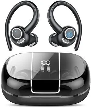 Wireless Sports Earbuds with Secure Earhooks, 48H Deep Bass/ENC Mic Ear Bud | Wireless Earphone with LED Display, Bluetooth 5.3 Headphones In Ear, IPX7 Waterproof Over Ear Buds for Running/Workout Wireless Sports Earbuds with Secure Earhooks, 48H Deep Bass/ENC Mic Ear Bud | Wireless Earphone with LED Display, Bluetooth 5.3 Headphones In Ear, IPX7 Waterproof Over Ear Buds for Running/Workout