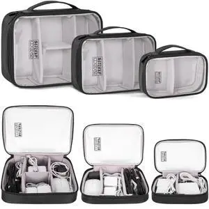 Cable Organizer Bag, Padded Electronic Organizer Travel Case | Double Layer Cord Organizer Case 3pcs/set, DJ Cable File Accessories Bag with Adjustable Divider, Clear Cable Organizer Bag, Padded Electronic Organizer Travel Case | Double Layer Cord Organizer Case 3pcs/set, DJ Cable File Accessories Bag with Adjustable Divider, Clear