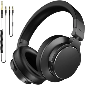 Wireless Over Ear Headphones, 1/4" to 3.5mm Jack for DJ, Mixing, Recording | 50mm Drivers, 100H Playtime, Bluetooth 5.4, Hi-Fi Sound, Self-Monitoring, 90° Swivel Ear Cups, Black Wireless Over Ear Headphones, 1/4" to 3.5mm Jack for DJ, Mixing, Recording | 50mm Drivers, 100H Playtime, Bluetooth 5.4, Hi-Fi Sound, Self-Monitoring, 90° Swivel Ear Cups, Black