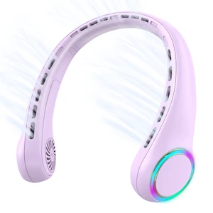 Portable Neck Fan, Personal Fan with 4000mAh Battery, Rechargeable Neck Fan with 3 Speeds and 64 Cool Lights, Birthday Gifts for Men Women Mom Dad, Hands Free Cooling fan for Summer(Purple) Portable Neck Fan, Personal Fan with 4000mAh Battery, Rechargeable Neck Fan with 3 Speeds and 64 Cool Lights, Birthday Gifts for Men Women Mom Dad, Hands Free Cooling fan for Summer(Purple)
