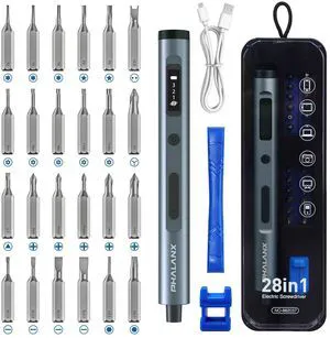 28-in-1 Electric Precision Screwdriver Repair Kit, Cordless, Grey | Type-C Rechargeable Power Tool, S2 Steel Bits, for Phone PC Electronics 28-in-1 Electric Precision Screwdriver Repair Kit, Cordless, Grey | Type-C Rechargeable Power Tool, S2 Steel Bits, for Phone PC Electronics