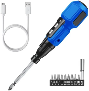 Electric Screwdriver Set, Cordless & Rechargeable, 280RPM, LED Lights | Electric & Manual Dual Modes, Strong Magnetic, 10 Bits, 1/4 inch Bit Holder, for Phones,Toys, PC Electric Screwdriver Set, Cordless & Rechargeable, 280RPM, LED Lights | Electric & Manual Dual Modes, Strong Magnetic, 10 Bits, 1/4 inch Bit Holder, for Phones,Toys, PC
