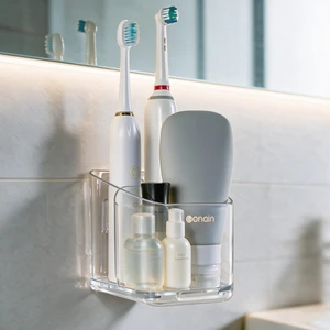 Toothbrush Holders for Bathroom - Detachable Divided Design, Drawer Drainage Tray, Adhesive Wall-Mounted/Countertop Dual-Use, Large Capacity Organizer for Bathroom/Kitchen/Office, Easy Install (Clear) Toothbrush Holders for Bathroom - Detachable Divided Design, Drawer Drainage Tray, Adhesive Wall-Mounted/Countertop Dual-Use, Large Capacity Organizer for Bathroom/Kitchen/Office, Easy Install (Clear)
