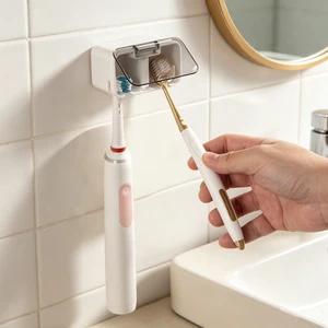 Toothbrush Holder Wall Mounted with Pop-Up Waterproof Cover, 2 Slots & Ventilated, No-Drill Adhesive Bathroom Organizer, Detachable Easy Clean, Fits Most Manual & Electric Toothbrushes (1pc Grey) Toothbrush Holder Wall Mounted with Pop-Up Waterproof Cover, 2 Slots & Ventilated, No-Drill Adhesive Bathroom Organizer, Detachable Easy Clean, Fits Most Manual & Electric Toothbrushes (1pc Grey)