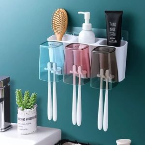 Toothbrush Holder for Bathroom, Eco-Friendly Mighty Large Capacity Toothbrush Holder Wall Mounted with 3 Square Cups for Family or Dormitory (Square Cup) Toothbrush Holder for Bathroom, Eco-Friendly Mighty Large Capacity Toothbrush Holder Wall Mounted with 3 Square Cups for Family or Dormitory (Square Cup)
