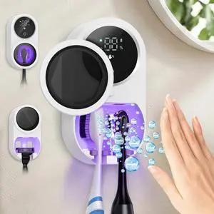 Upgraded Toothbrush Cleaner, Toothbrush Holder for the Bathroom | Wall-Mounted, Infrared Sensor, Cleaning & Heat Drying, Fits Toothbrushes & Razor, LED Display, Portable for Trips Upgraded Toothbrush Cleaner, Toothbrush Holder for the Bathroom | Wall-Mounted, Infrared Sensor, Cleaning & Heat Drying, Fits Toothbrushes & Razor, LED Display, Portable for Trips
