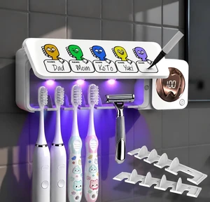 Toothbrush Holders Wall Mounted Name Labels No Drill for Family & Bathrooms | 5 name slots wall mount toothbrush holders, strong adhesive, fits electric/manual, 30-day bat, stops when open, HD display Toothbrush Holders Wall Mounted Name Labels No Drill for Family & Bathrooms | 5 name slots wall mount toothbrush holders, strong adhesive, fits electric/manual, 30-day bat, stops when open, HD display