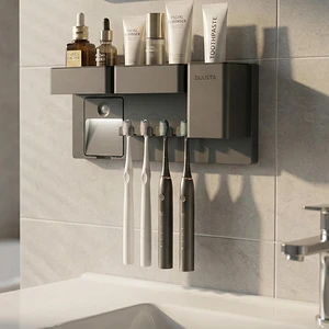 Toothbrush Holders for Bathrooms Toothbrush Holders Wall Mounted with Magnetic Night Light-4 Toothbrush Slots, 3 Independent Storage Compartments Bathroom Decor All-in-One Organizers Accessories Black Toothbrush Holders for Bathrooms Toothbrush Holders Wall Mounted with Magnetic Night Light-4 Toothbrush Slots, 3 Independent Storage Compartments Bathroom Decor All-in-One Organizers Accessories Black