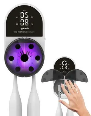 UV Toothbrush Sanitizer and Holder with Fan Drying | Wall Mounted UV-C Toothbrush Cleaner | Tooth Brush Sanitizer Holder Auto Shut-Off, USB Rechargeable, Fits All Brushes. UV Toothbrush Sanitizer and Holder with Fan Drying | Wall Mounted UV-C Toothbrush Cleaner | Tooth Brush Sanitizer Holder Auto Shut-Off, USB Rechargeable, Fits All Brushes.
