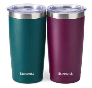 Travel Coffee Mug with Lid, 20 oz Tumbler Set of 2, Insulated Stainless Steel Cup for Drinks Water, Tea, Powder Coated Forest Green & Plum Travel Coffee Mug with Lid, 20 oz Tumbler Set of 2, Insulated Stainless Steel Cup for Drinks Water, Tea, Powder Coated Forest Green & Plum