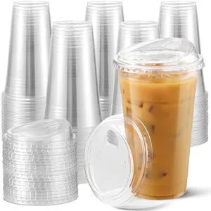 100 Pack 24 oz Disposable Plastic Cups With Strawless Sip-Lids, Clear Plastic Iced Coffee Cups Go for Drinks, Bubble Tea, Cold Beverage - BPA Free 100 Pack 24 oz Disposable Plastic Cups With Strawless Sip-Lids, Clear Plastic Iced Coffee Cups Go for Drinks, Bubble Tea, Cold Beverage - BPA Free