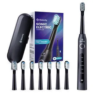 Electric Toothbrush for Adults and Kids, 8 Soft High-Density Brush Heads, Fast Charge 2.5 Hours Last 30 Days, 2 Minutes Smart Timer, 5 Modes & Travel Case, Black Electric Toothbrush for Adults and Kids, 8 Soft High-Density Brush Heads, Fast Charge 2.5 Hours Last 30 Days, 2 Minutes Smart Timer, 5 Modes & Travel Case, Black