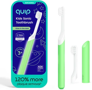 Sonic Toothbrush for Kids with Timer - Includes Extra Brush Head and Travel Cover Mount - Electric, Soft Bristle Refill Head, Rubber Handle, 3 Month Battery Life - Glow in the Dark, Green Sonic Toothbrush for Kids with Timer - Includes Extra Brush Head and Travel Cover Mount - Electric, Soft Bristle Refill Head, Rubber Handle, 3 Month Battery Life - Glow in the Dark, Green